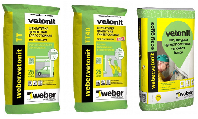 Weber-Vetonit: TT, TT40, Easy Gips